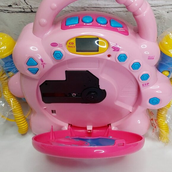'LITTLE VIRTUOSO' SING~ALONG CD PLAYER DUAL MICROPHONES PINK KARAOKE SYSTEM - Picture 7 of 15